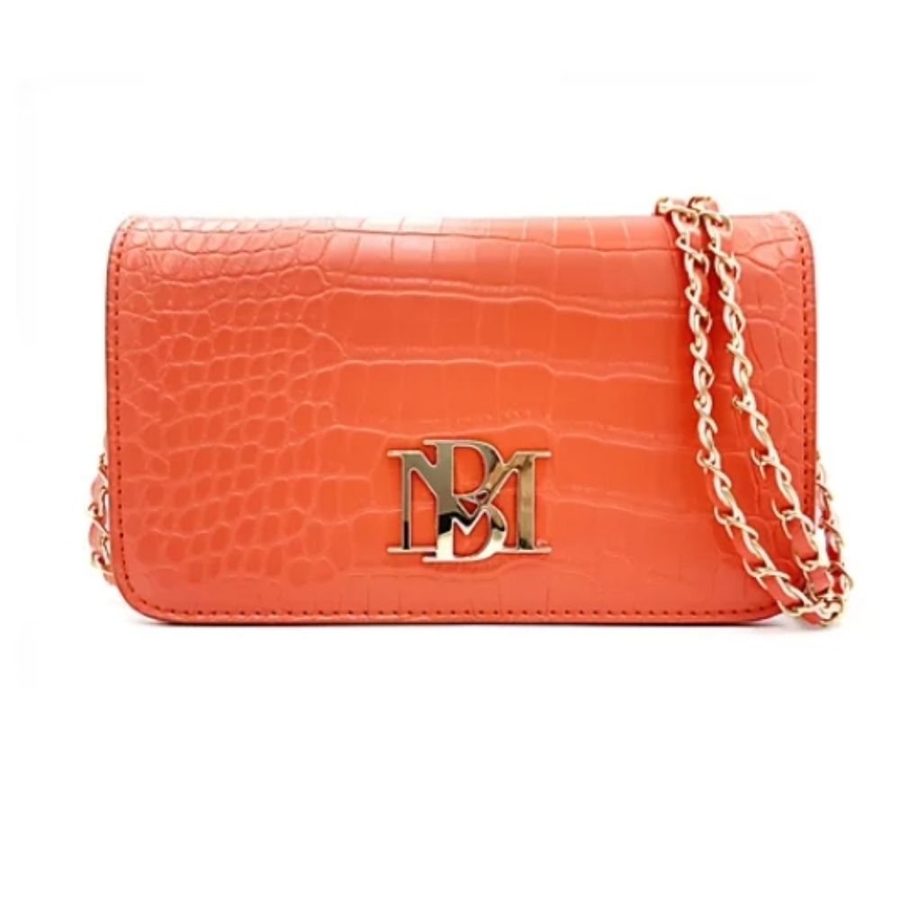 Badgley Mischka Croco‎ Crossbody Bag. Orange.